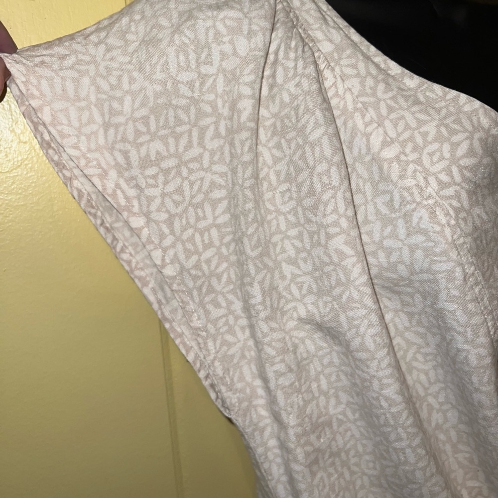 Merona Cream Linen Blend Casual Front Tie Short Sleeve Midi Dress Size 18 - Picture 5 of 14